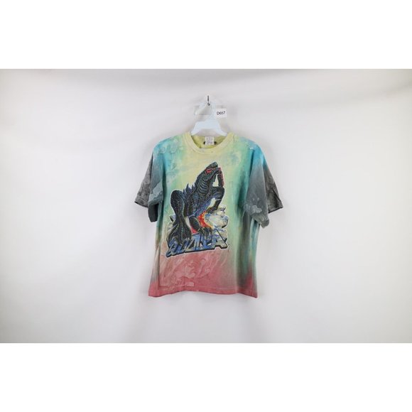 Vintage 90s Godzilla Large Distressed Acid Wash Spell Out